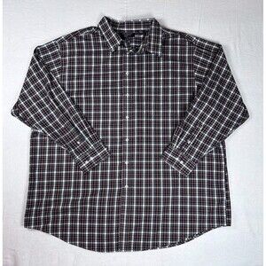 Roundtree & Yorke Men Long-Sleeve Shirt Big & Tall 4XL Travel SMART Plaid Pocket